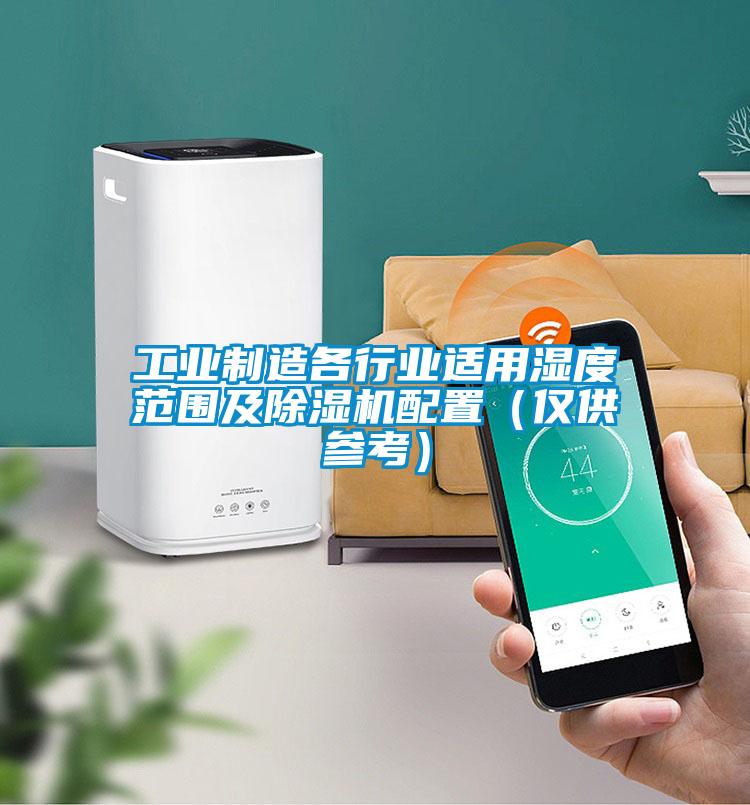 工業制造各行業適用濕度范圍及除濕機配置(僅供參考)